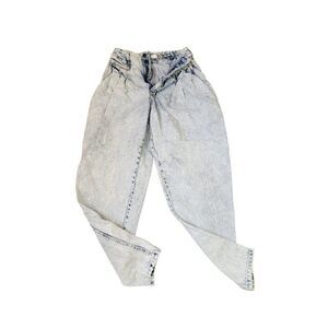 Bonjour Vintage 80s Acid Wash Pleated High Waist Jeans Womens Size 3 Blue